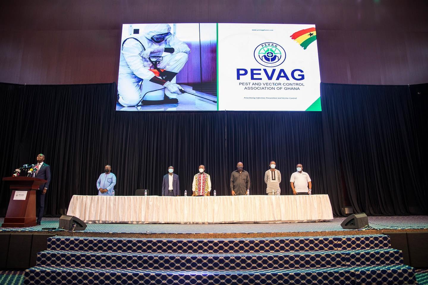 Speakers and invited guests on stage beneath PEVAG branding at the association's launch